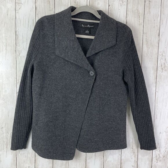 Mercer & Madison 100% Wool Cardigan Sweater Women’s S Single Button Dk G… - Picture 1 of 8